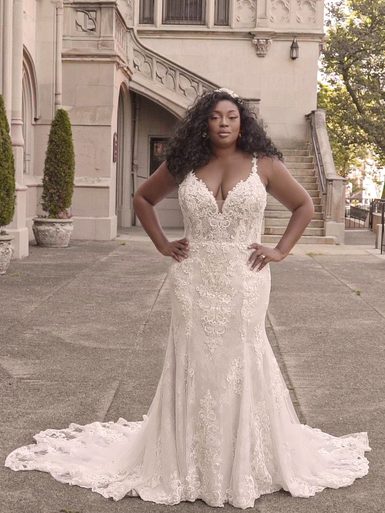 plus size fitted wedding dresses massachusetts Plus-Size Romantic And Classic Strapless Lace A-Line Wedding Dress main image 1