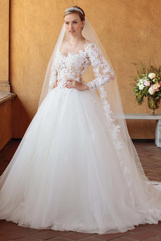 casablanca long sleeve wedding dress Casablanca 2356 Lace Fit and Flare Bodice Long Sleeve Plunging Sweetheart Neckline Low Back Long Wedding Gown 8 / SBNI