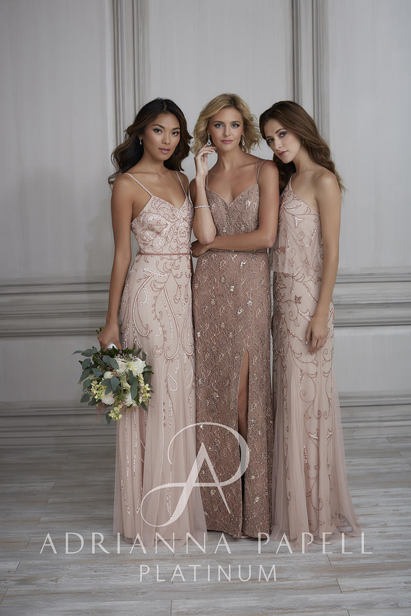 Adrianna Papell Platinum Bridesmaids Dress 40121 – Alexandra's Boutique