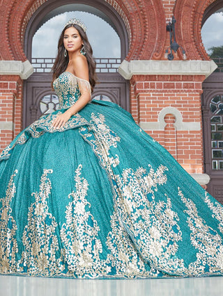 Quinceanera Collection Dress 26053 Evergreen/Gold / 20 Quinceanera Collection Dress 26053 Evergreen/Gold / 20