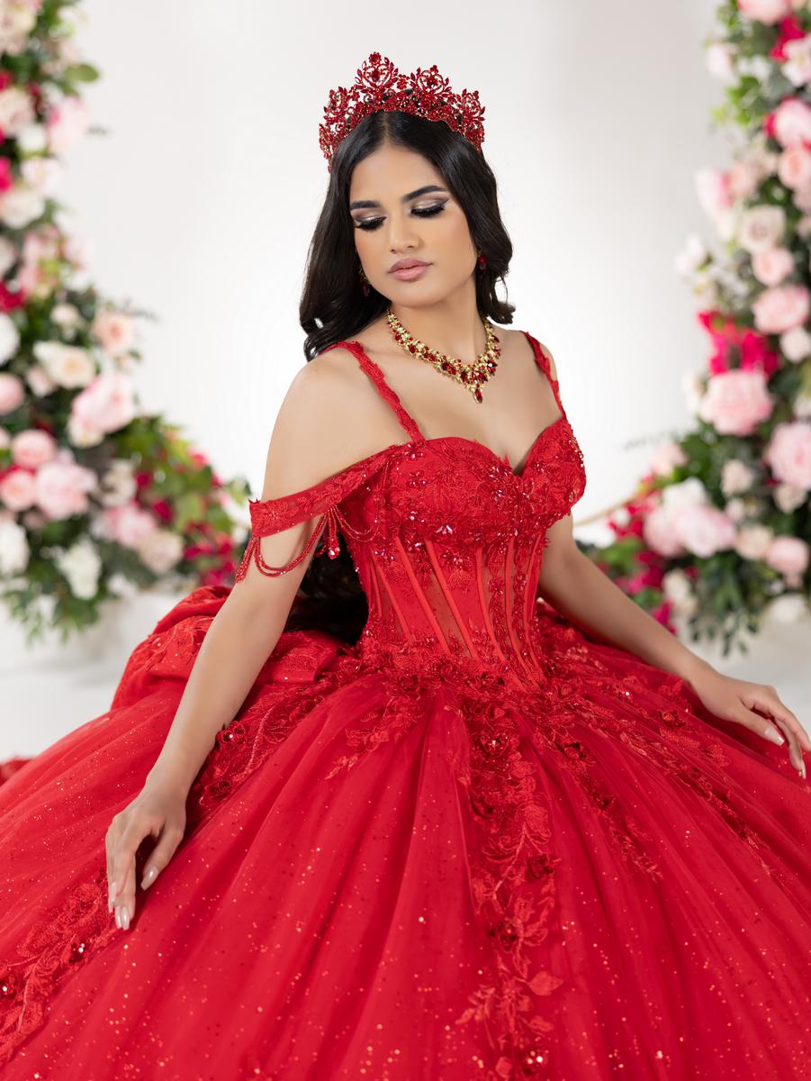 corset house quinceera dresses 3-Piece Floral Glitter Quince Ball Gown line skirt by Rachel Allan RQ1132 Sweetheart Corset Quinceanera Dress by