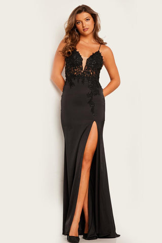 jvn evening dresses Jovani 38655 - Strapless Embellished Evening Dress 0 / Black
