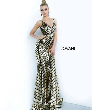 jovani black and gold sequin dress Strapless Sequin Gown With Floral Embellished 42303