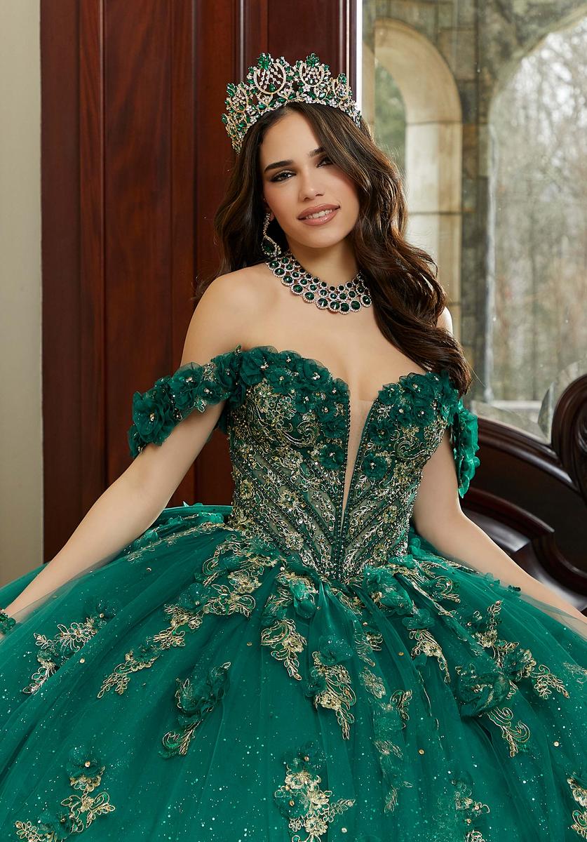 morilee emerald green dress Mori Lee 89412 Ruffle Sleeve Peplum Skirt Quince Dress
