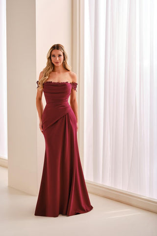 cameron blake off the shoulder dress Cameron Blake CB209 - Long Stretch Crepe, Stretch Lining Sheath Dress